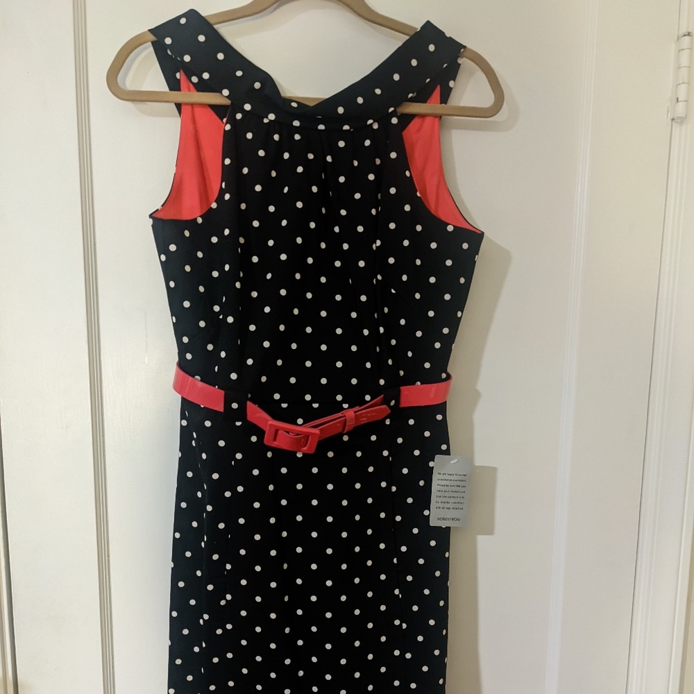 Eliza J Polka Dot Sheath Dress - Size 8